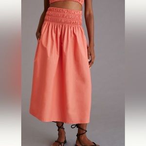 Anthropologie Blue Tassel Bandeau Smocked Skirt
